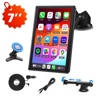 Suporte de 7/8/9'' Orientação e Espelho Retrovisor de Carro com Rádio CarPlay Sem Fio Android Auto Multimídia de Vídeo Tela Universal