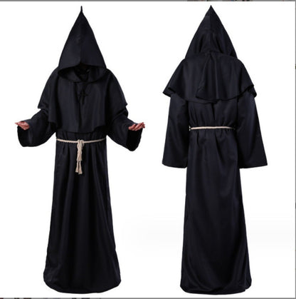 Medieval Hooded Monk Friar Priest Wizard Long Robe Unisex Adult Loose Stage Outfit For Masquerade Theme Party Halloween Cosplay