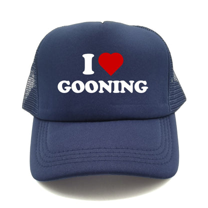 Funny I Love Gooning Baseball Caps Cool Summer Men Mesh Net Hat Humor Trucker Cap Unisex Outdoor Mesh Net Caps MZ-080