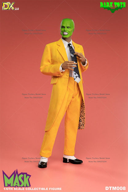 DARK TOYS DTM008 DX 2.0 Versão de Luxo 1/6 A Máscara Jim Carrey com Rosto Verde Terno Amarelo Figura de Ação 12 polegadas Modelo para Exibição