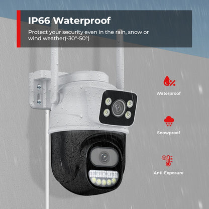 4K 8MP Wifi PTZ Camera Dual Lens Dual Screen Wireless Outdoor IP Camera Auto Tracking Security CCTV P2P Video Surveillance iCSee