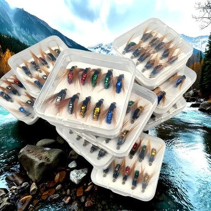 Flies Fly Fishing Lure 10/ 30/50Pcs Fishing Handmade Lures Assortment with Artificial Bait Hooks for Bass Trout Salmon