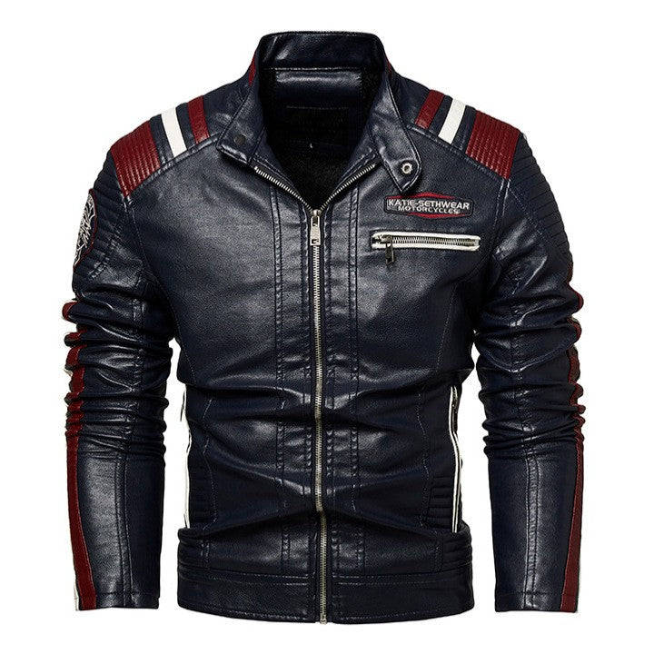 Mens Vintage Motorcycle Jacket 2023 Men Fashion New Biker Leather Jacket Male Embroidery Bomber Coat Winter Fleece Pu Overcoat