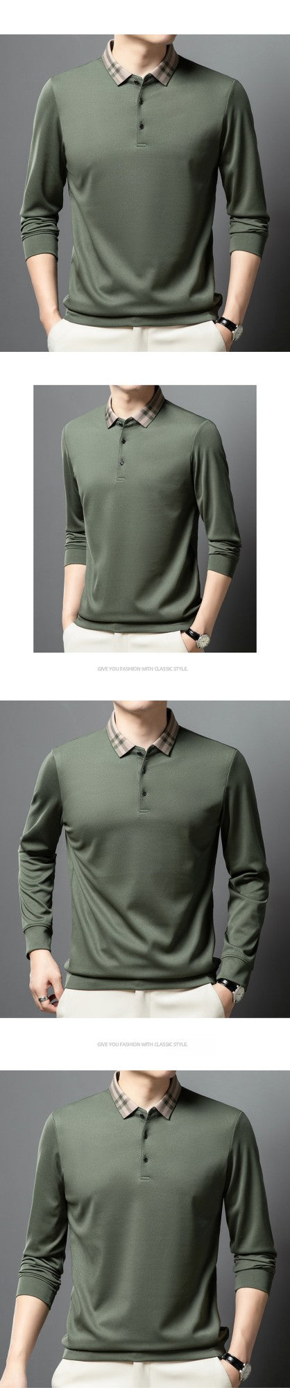 Light luxury brand polo shirt long sleeved spring and autumn new style comfortable and breathable casual striped lapel T-shirt