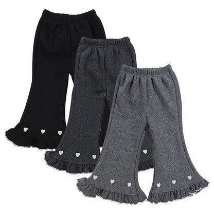 Girls Fleece Lined Flare Leggings Children Winter Warm Kids Pants Slim Fit Thermal Trousers Korean Fashion Outerwear Clothes