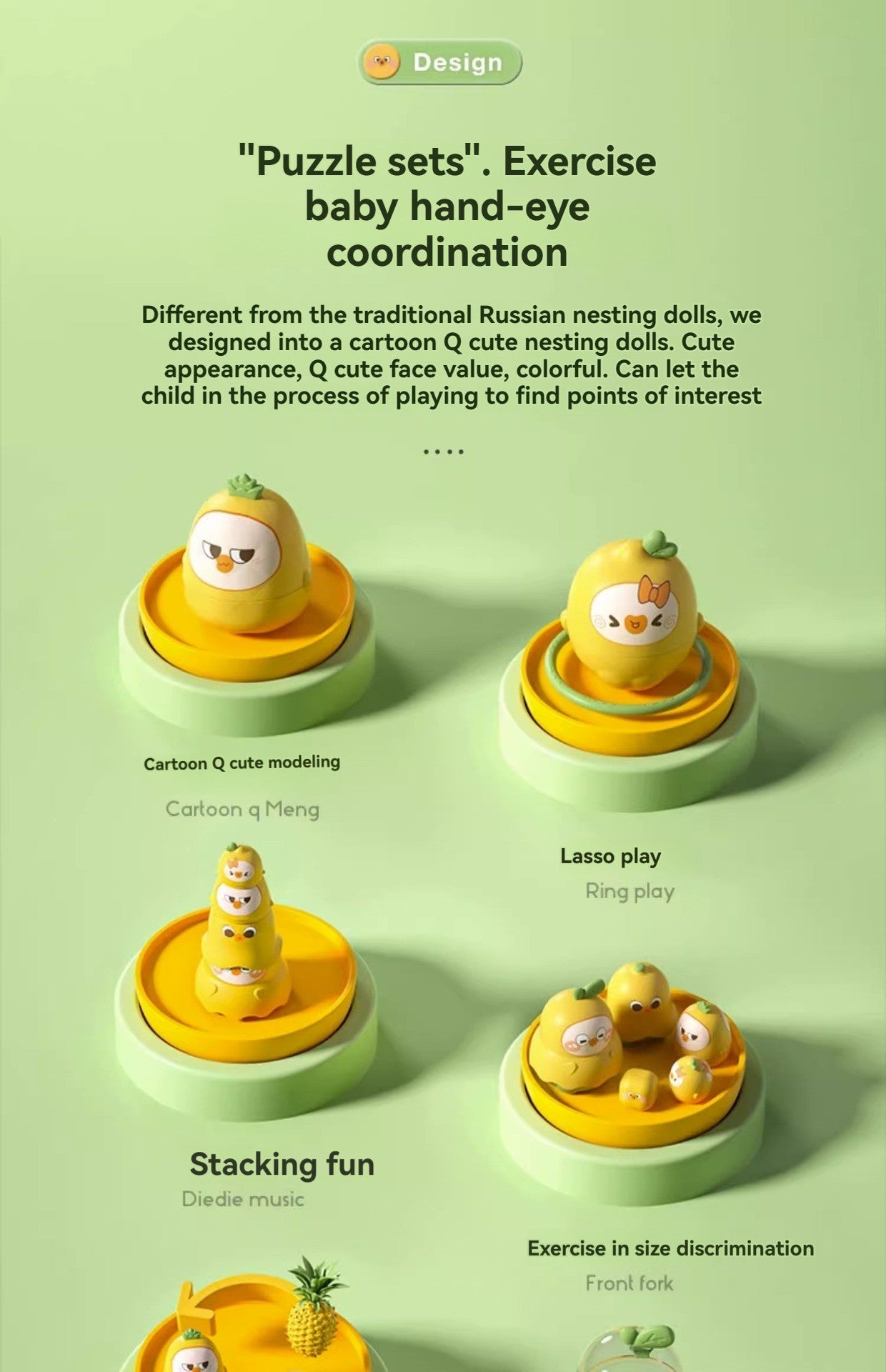 Stacking Toy Baby Russian Nesting Dolls Baby Teething Rings Infant Educational Stacking Cups Toy