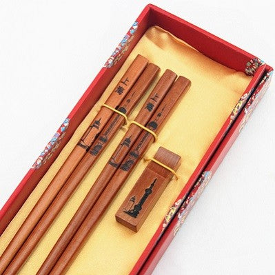 Hashis de madeira 2 pares com descanso características chinesas China Affairs apresenta melhor presente pauzinhos lembrança