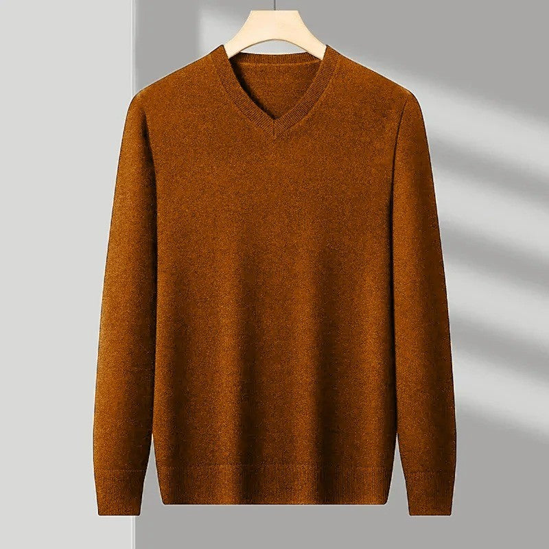 Animal Game Autumn Men's V Neck Pullover Sweaters Solid Color Casual Sweater Long Sleeve Men's Basic Underwear Trend Outerwear