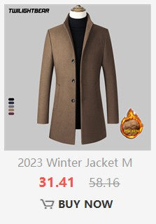 Winter Men's Jacket Oversized Wool Overcoat Solid Warm Pea Coats Thicken Casual Woolen Coat Men Clothing Parka A3F1303