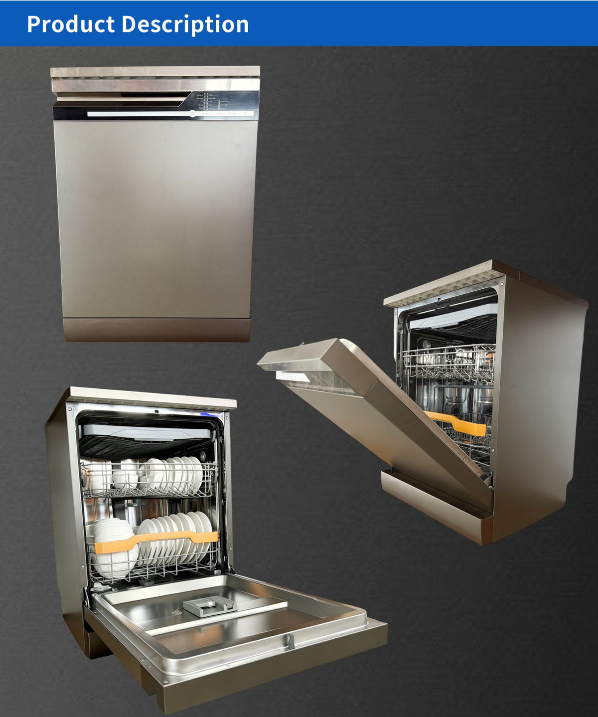 High Quality Stainless Steel Dishwasher Household Freestanding and Built in Dual Purpose 14 Setting Multi-functional Dishwasher