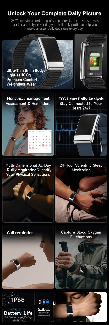 LIGE ECG+PPG Pulseira Inteligente Feminina Lipídios Sanguíneos Ácido Úrico Oxigênio no Sangue VFC Ciclo Menstrual Monitor Cardíaco Esportivo Relógio de Saúde Masculino