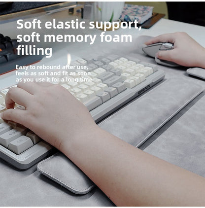 Tapete de Mesa Impermeável PU Mouse Pad Grande Mousepad para Notebook Antiderrapante Tapete de Teclado Tapete de Mouse Protetor de Pulso para Mouse Três Peças