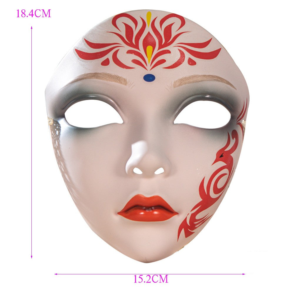 Beautiful Woman Mask Full Face Chinese Ancient Style DIY Hand-painted Decor for Masquerade Party Props Hanfu Costume Accessories