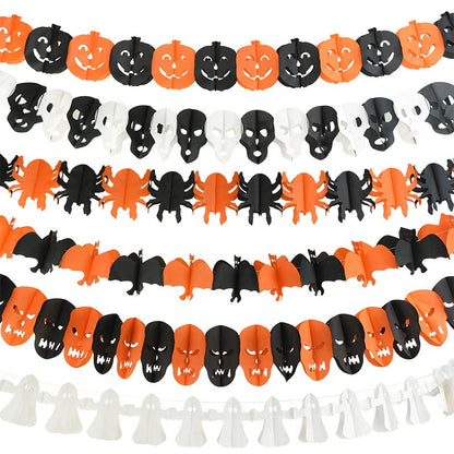 3Meter Halloween Hanging Garland Bunting Bat Pumpkin Ghosts Spider Paper Banner Halloween Party Decorations Horror Props