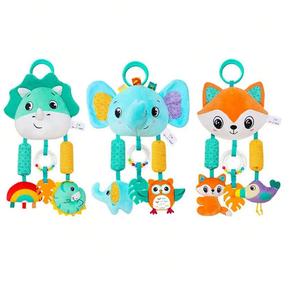 Chocalho Espiral para Berço Brinquedos de Bebê com Desenhos Animados de Animais, Chocalho de Carrinho de Bebê, Brinquedos de Carro para Recém-Nascidos