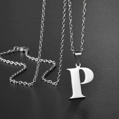 Colar de Aço Inoxidável com Pingente de Nome Letras A-Z do Alfabeto, Colares Minimalistas Iniciais para Homens e Mulheres, Presentes de Moda no Atacado