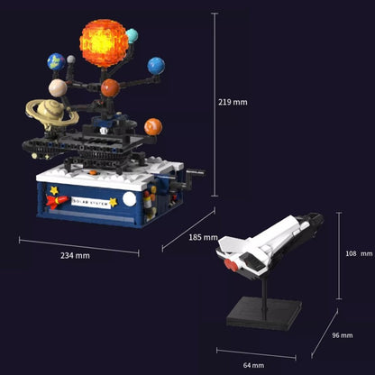Modelo de sistema solar elétrico Blocos de montar Exploração espacial Equipamento de aprendizado Brinquedo montável rotativo presente para criança estudante