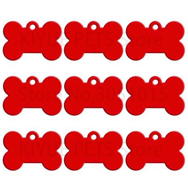 Wholesale 100Pcs Bone Dog ID Tag Engraving Pet Dog ID Tags Collars Bone Name Number Tags Customized Anodizing aluminum Puppy Tag