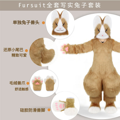 Adult Finished Product Full Set of Realistic Rabbit Fursuit Suit Cartoon Mascot Christmas Fancy Dress Halloween Mascot Costume