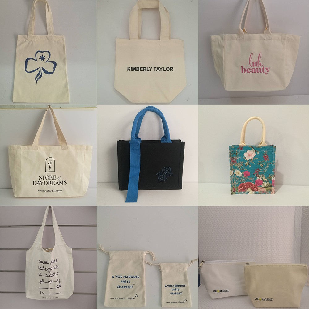 Wholesale 100pcs/Lot High Quality Customize Logo Size Plain Cotton Canvas Handbag Reusable Shopping Tote Bags for Women School