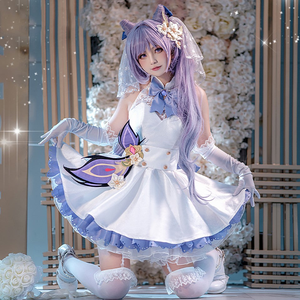 STOCK Keqing Wig Game Genshin Impact Cosplay Gradient Cosplay Wig DokiDoki Genshin Impact Keqing Cosplay Dyeing Hair