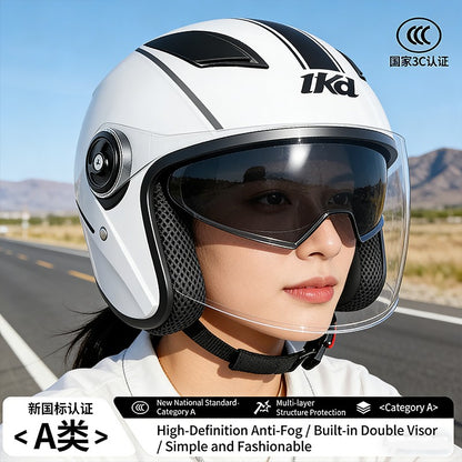 Capacete de motocicleta adulto com certificação 3C, capacete de scooter elétrica com proteção multicamadas