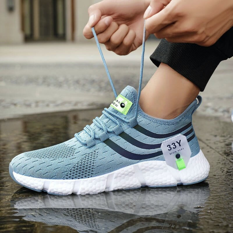 Tênis Masculino Casual Esportivo Respirável Leve Tênis de Caminhada ao Ar Livre em Tela Preta Tênis de Corrida Atléticos para Caminhada