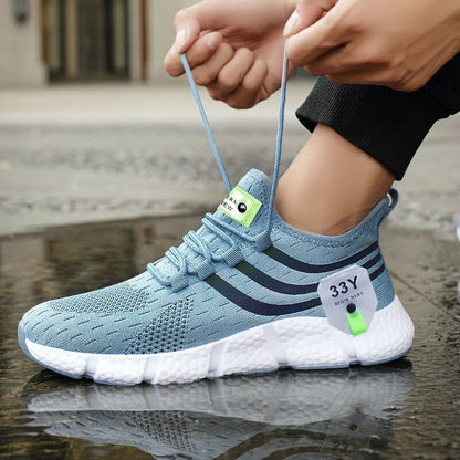 Tênis Masculino Casual Esportivo Respirável Leve Tênis de Caminhada ao Ar Livre em Tela Preta Tênis de Corrida Atléticos para Caminhada