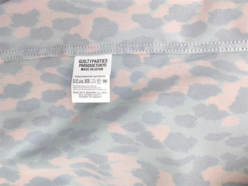 Classics Summer WACKO MARIA Shirts Full Print Leopard Rayon Short-sleeved Real Photos Hawaiian Shirt for Men Women