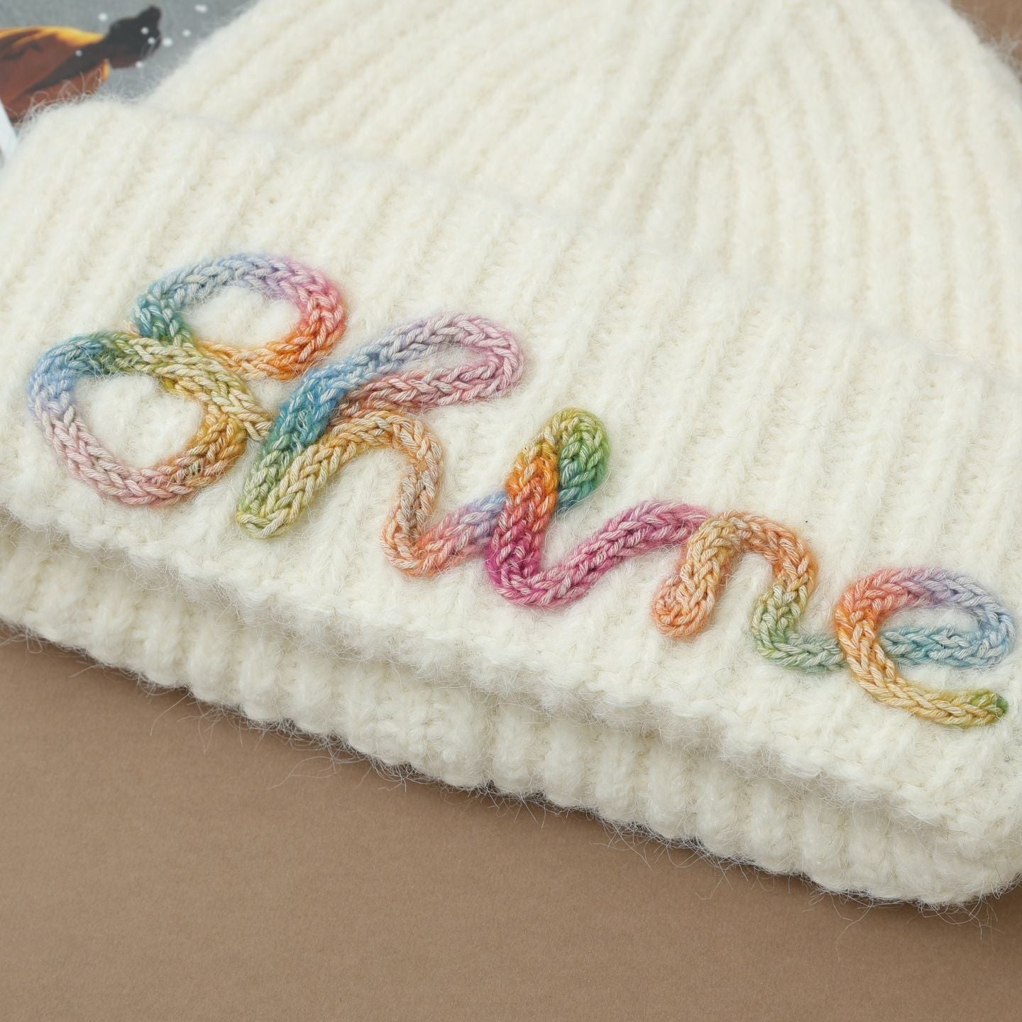 Vintage Embroidered Hats Letter Korean Version Knitted Hat for Autumn and Winter Warm Ear Protection Knitted Hats