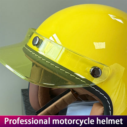 Retro Small Dock Helmet Electric Vehicle Cap Ladies Motorcycle Three-Quarter Helmet Vintage Headgear for Women