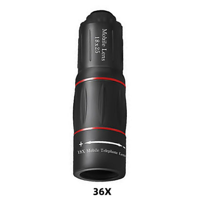 Lente de Telescópio HD 18/28/36X, Lente Teleobjetiva Universal com Zoom para Celular, Lente de Telescópio Óptico para Acampamento, Caça e Esportes