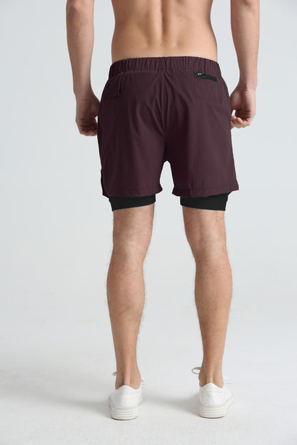 Men's sports double-deck shorts Fitness Quick Dry Training Shorts Casual 2 In 1 Multi-pocket sweatpants Men Gyms Running shorts