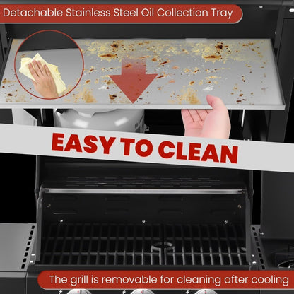 3-Burner w/Side Burner Gas Grill with 241 SQ.IN. Outdoor Grill with 36,000 BTU, Propane Grills with Top Cover Lid