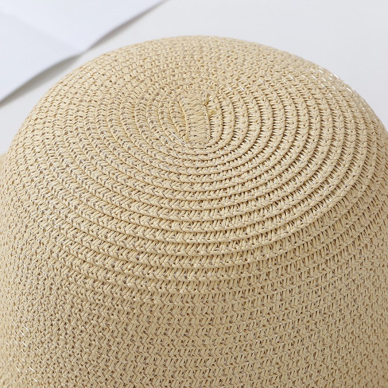 2023 New Summer Sun Hats Ladies Solid Plain Elegant Wide Brim Hat Female Round Top Panama Floppy Straw Beach Hat Women ????