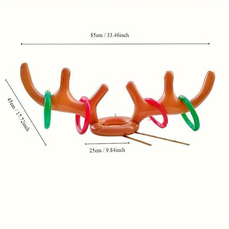 Inflatable Reindeer Antler Ring Toss Game Set - Perfect for Christmas, Halloween & Easter Parties - PVC Material, Excluding Pump