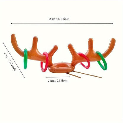 Inflatable Reindeer Antler Ring Toss Game Set - Perfect for Christmas, Halloween & Easter Parties - PVC Material, Excluding Pump