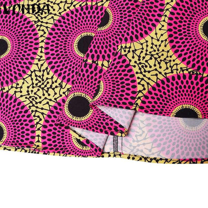 Plus Size 5XL VONDA Women Office Maxi Long Skirts 2024 Fashion Elegant Printed Skirts Casual Loose Ruffle Party Bottoms Baggy