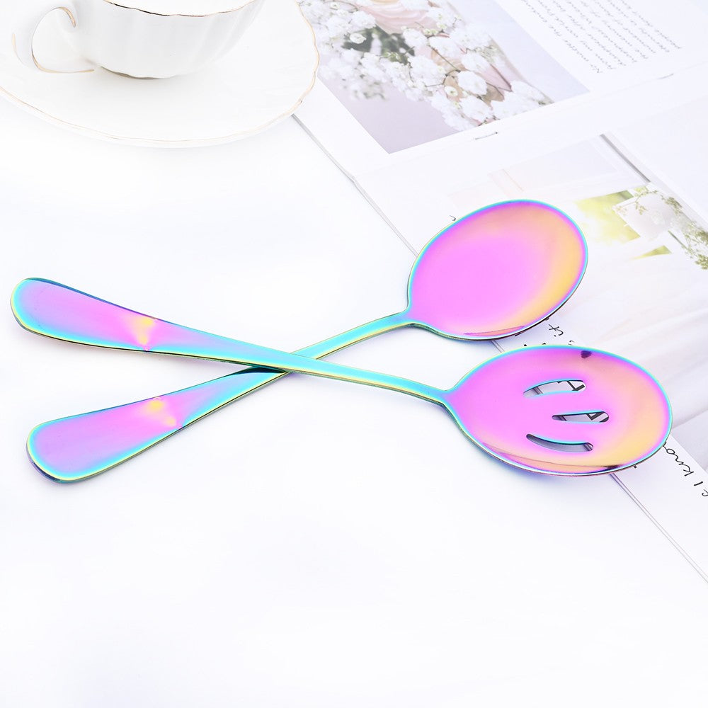 Drmfiy Conjunto de Talheres Pretos de 5/7 Peças para Servir, Utensílios de Jantar, Buffet, Talheres para Catering, Conjunto de Escumadeiras, Colheres, Garfos, Talheres de Prata