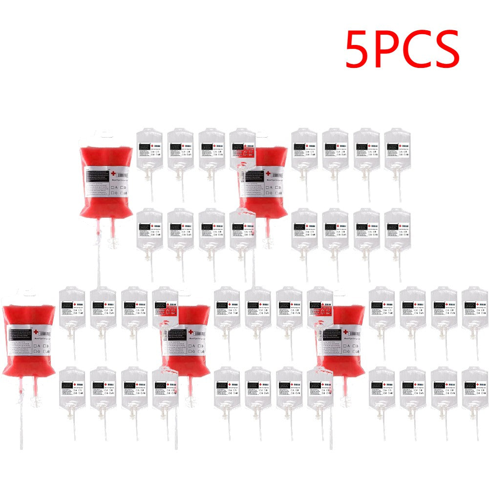 60-10PCS Empty Blood Bags Energy Drinks for Halloween Zombie Vampire Costume Props Nurse Graduation Theme Party Favors Drink Pou