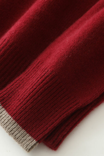 New Men Knitted Half Zipper Style Pullover Pure Australian Wool Sweater Splicing Edge Decoration High quality Thicken Warm Tops