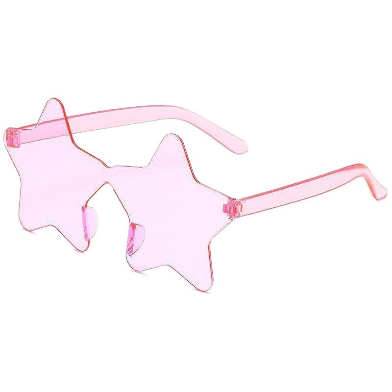Star Shaped Sunglasses Rimless Colorful Transparent Glasses for Women Men Festival Birthday Cosplay Beach Summer Party Supplies