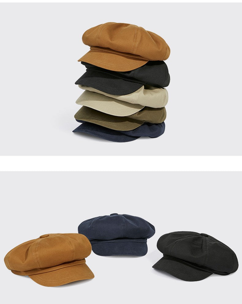 Beret Men's Fashion Spring and Summer Versatile Newsboy Cap Painter's Cap British Vintage Hat Octagonal Cap for Men and Women