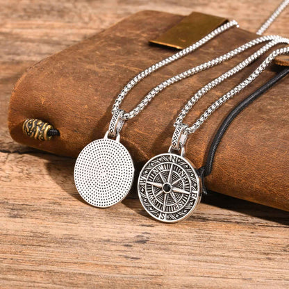 Colares com Pingente Bússola Vintage para Homens e Meninos, Colar de Moeda em Aço Inoxidável, Joia Rock Hiphop, Presente de Formatura