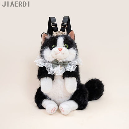 Mochila Nova e Fofa Realista de Ragdoll Feminina, Boneca de Pelúcia de Gato, Mochila Pequena de Lolita, Desenho Animado, Personalidade, Mochilas Chiques para Mulheres