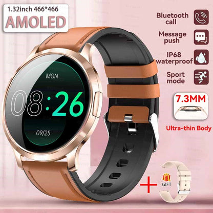 2026New Ultra Slim 1.32" HD AMOLED SmartWatch Women's Screen Always Display Time Heart Rate Calls HD High-end Fashion Smartwatch
