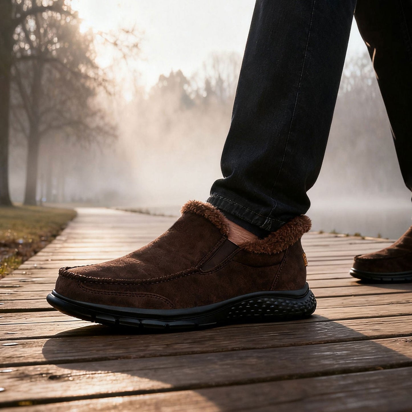 Fashionable Warm Winter Loafers Comfortable Walking Shoes Soft Lightweight Gift for Dad Suitable for Middle-Aged And Elderly Men