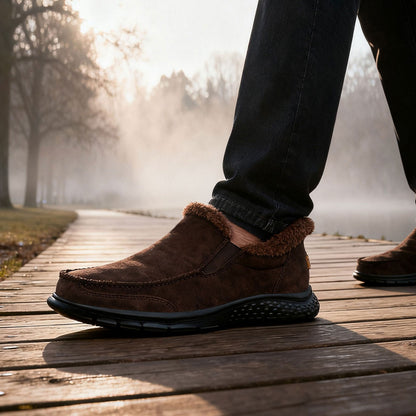 Fashionable Warm Winter Loafers Comfortable Walking Shoes Soft Lightweight Gift for Dad Suitable for Middle-Aged And Elderly Men