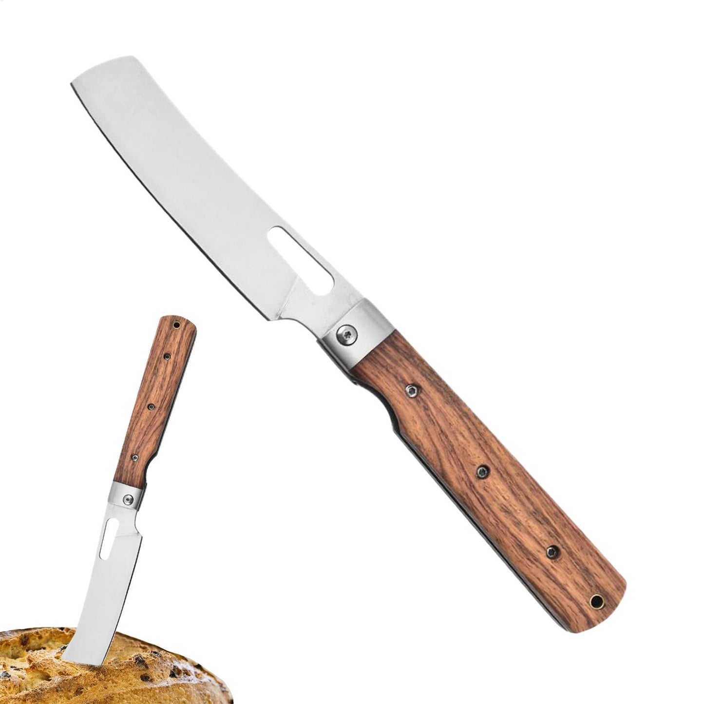 Facas de Cozinha Dobráveis em Aço Inoxidável Facas de Viagem com Cabo de Madeira Cutelo Ferramentas Profissionais para Cozinha Cozinhar Carne