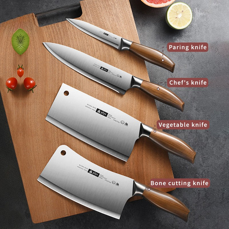 Conjunto de facas de cozinha profissionais de 4 peças, cutelo afiado para casa, fatiador multiuso, faca de chef profissional, faca de legumes de lâmina fixa
